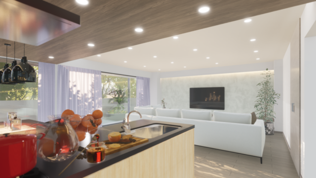 オープンキッチンにリフォームしたイメージパース